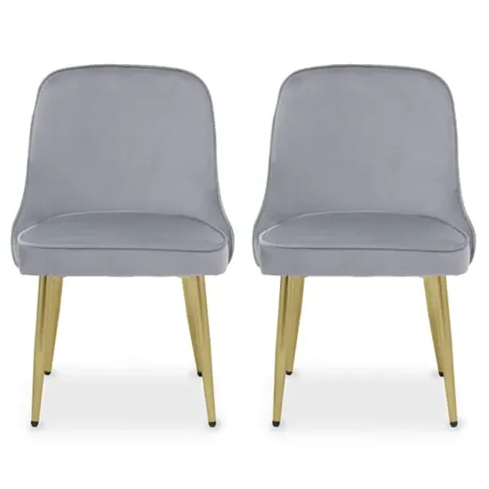 Demine Dining Chairs Pair - Grey, Velvet image