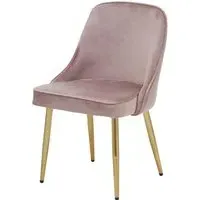 Demine Dining Chairs Pair - Pink, Velvet