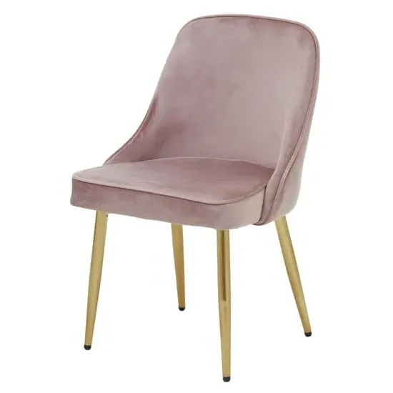Demine Dining Chairs Pair - Pink, Velvet