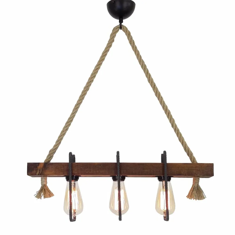 Demir 3-Light Ceiling Pendant Light - Walnut, Solid Pine product