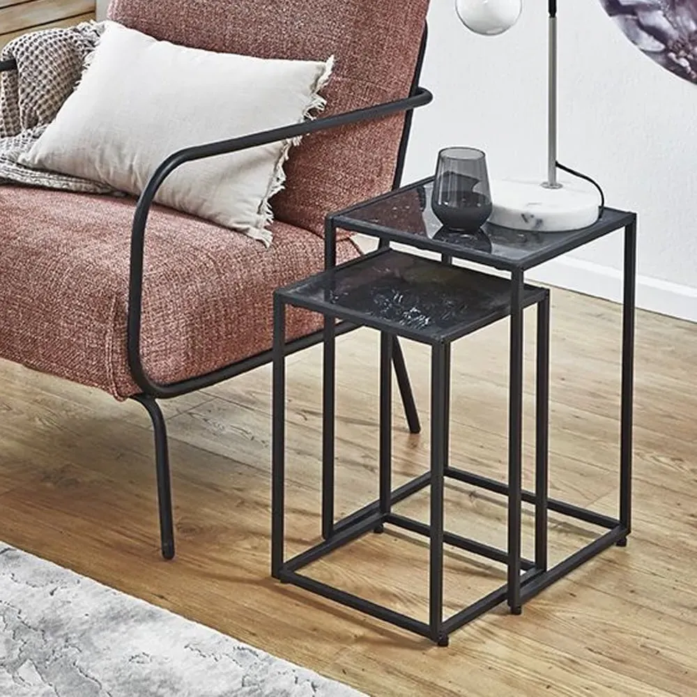 Demopolis Nest of 2 Tables - Black, Metal image