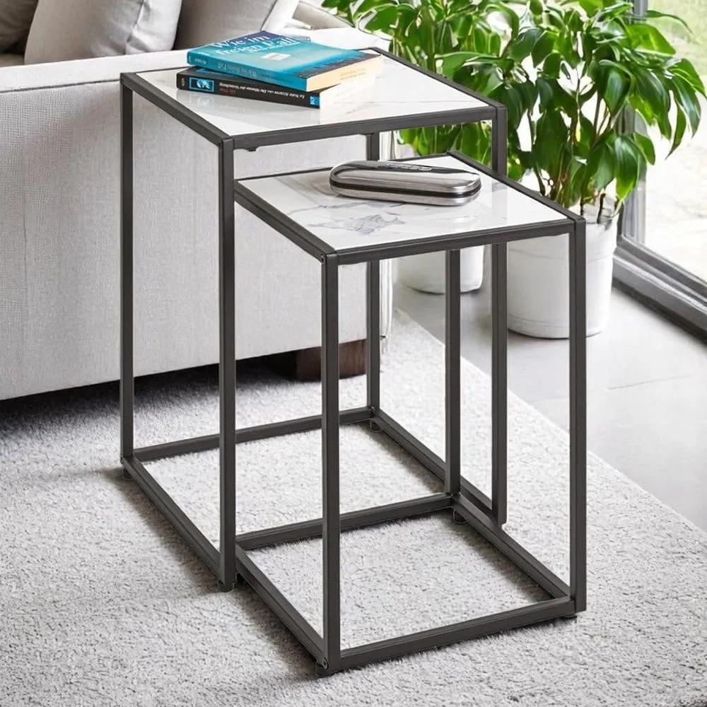 Demopolis Nest of 2 Tables - White, Metal