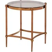 Denebola Round Glass Top Side Table - Brown, Rose Gold alternate view