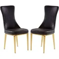 Denebola Dining Chair Pair - Black, PU Leather