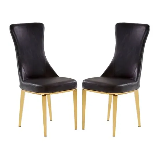 Denebola Dining Chair Pair - Black, PU Leather image