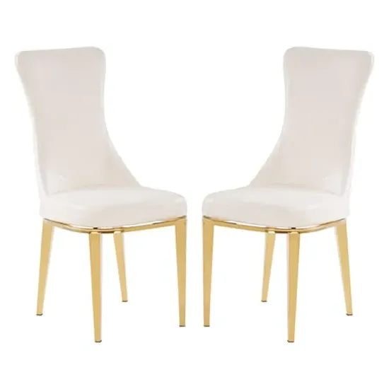 Denebola Dining Chair Pair - White, PU Leather