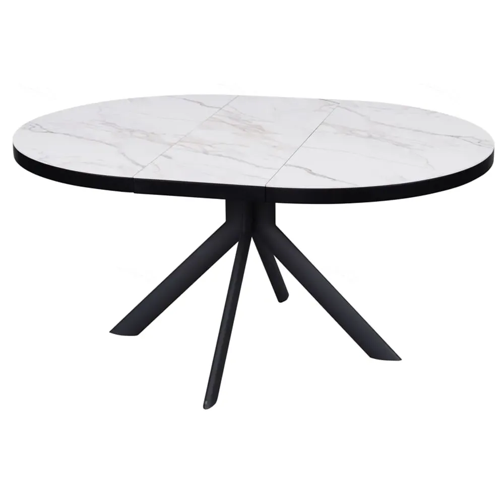 Denton Ceramic Marble Extending Dining Table - White