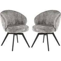 Denver Dining Chairs with Black Legs - Grey, Velvet