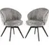 Denver Dining Chairs with Black Legs - Grey, Velvet