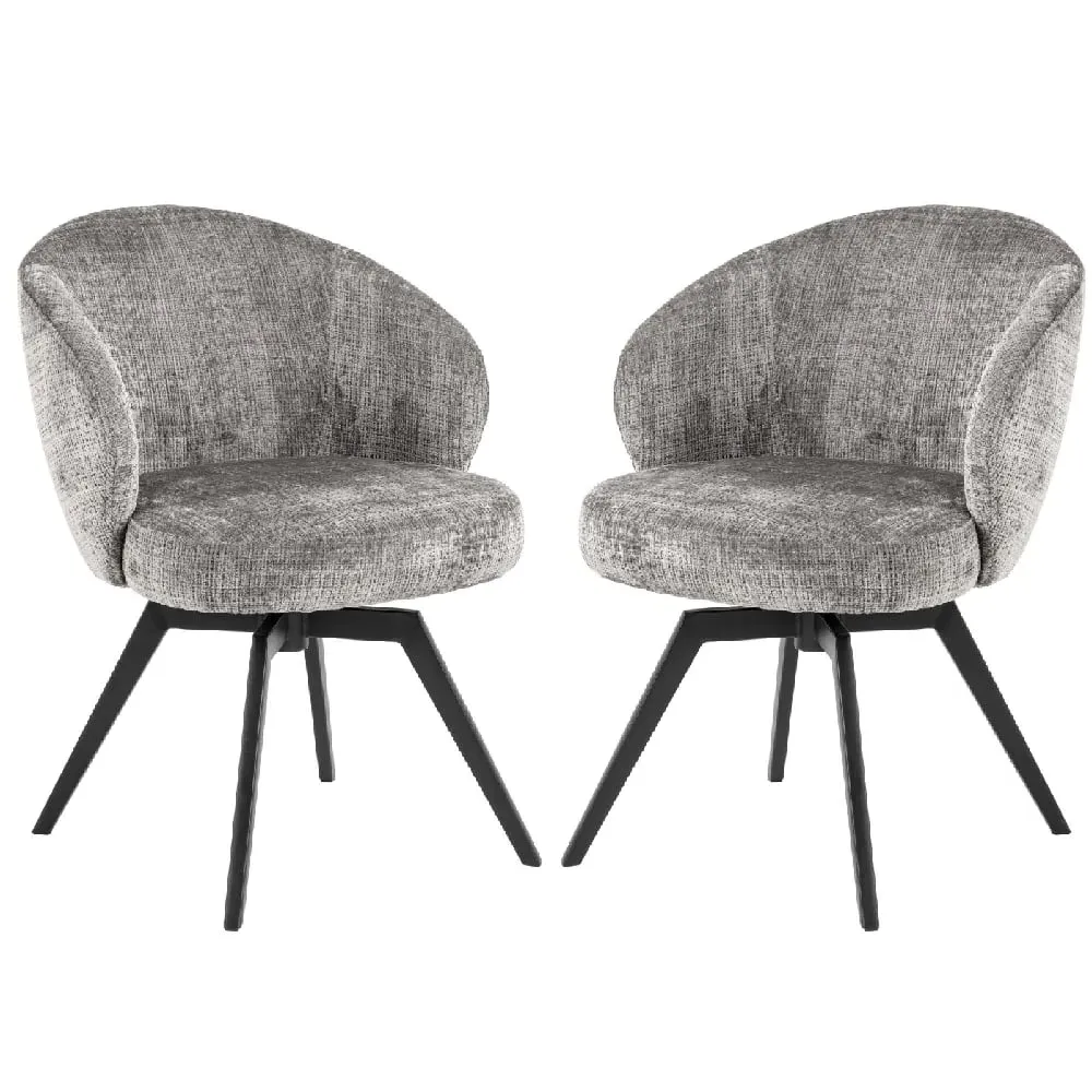 Denver Dining Chairs with Black Legs - Grey, Velvet image