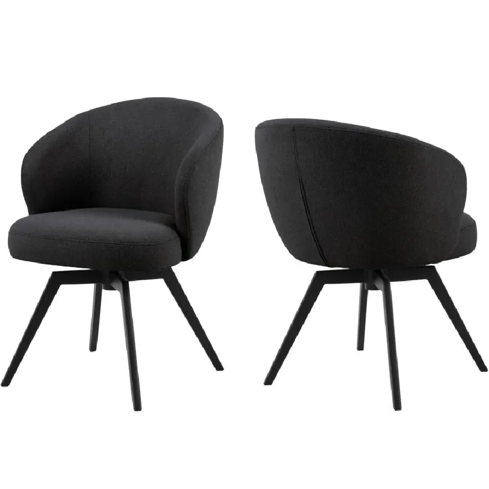 Denver Dining Chairs with Swivel - Anthracite, Fabric image