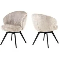 Denver Dining Chairs with Swivel - Beige, Fabric