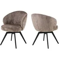 Denver Dining Chairs with Swivel - Dusty Brown, Fabric