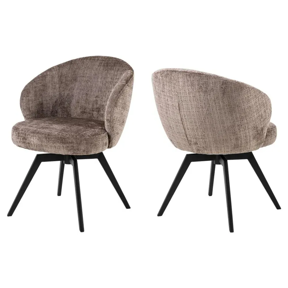 Denver Dining Chairs with Swivel - Dusty Brown, Fabric