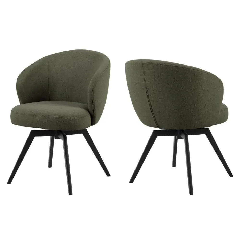 Denver Dining Chairs with Swivel - Green, Fabric