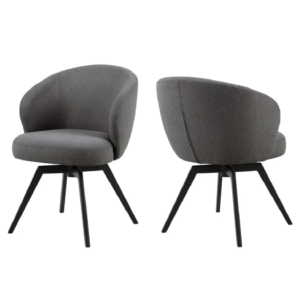 Denver Dining Chairs with Swivel - Grey, Fabric
