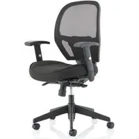 Denver Mesh Office Chair with Arms - Black, Leather