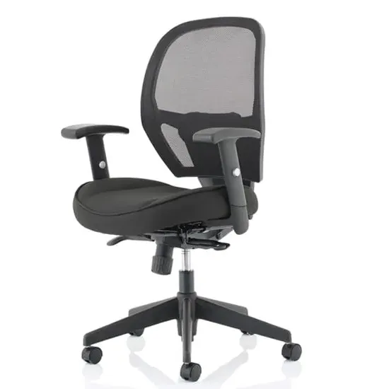 Denver Mesh Office Chair with Arms - Black, Leather
