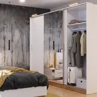 Deptford 3-Door Sliding Wardrobe with Mirror - Matt White