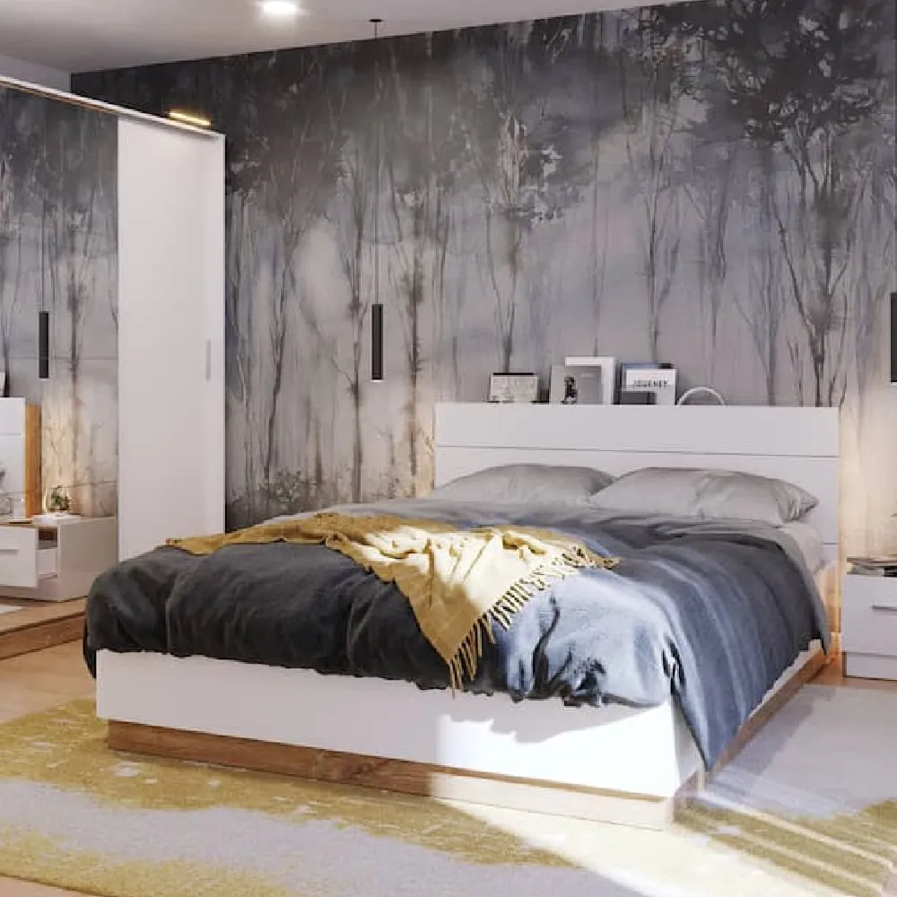 Deptford Double Ottoman Bed with LED - White image