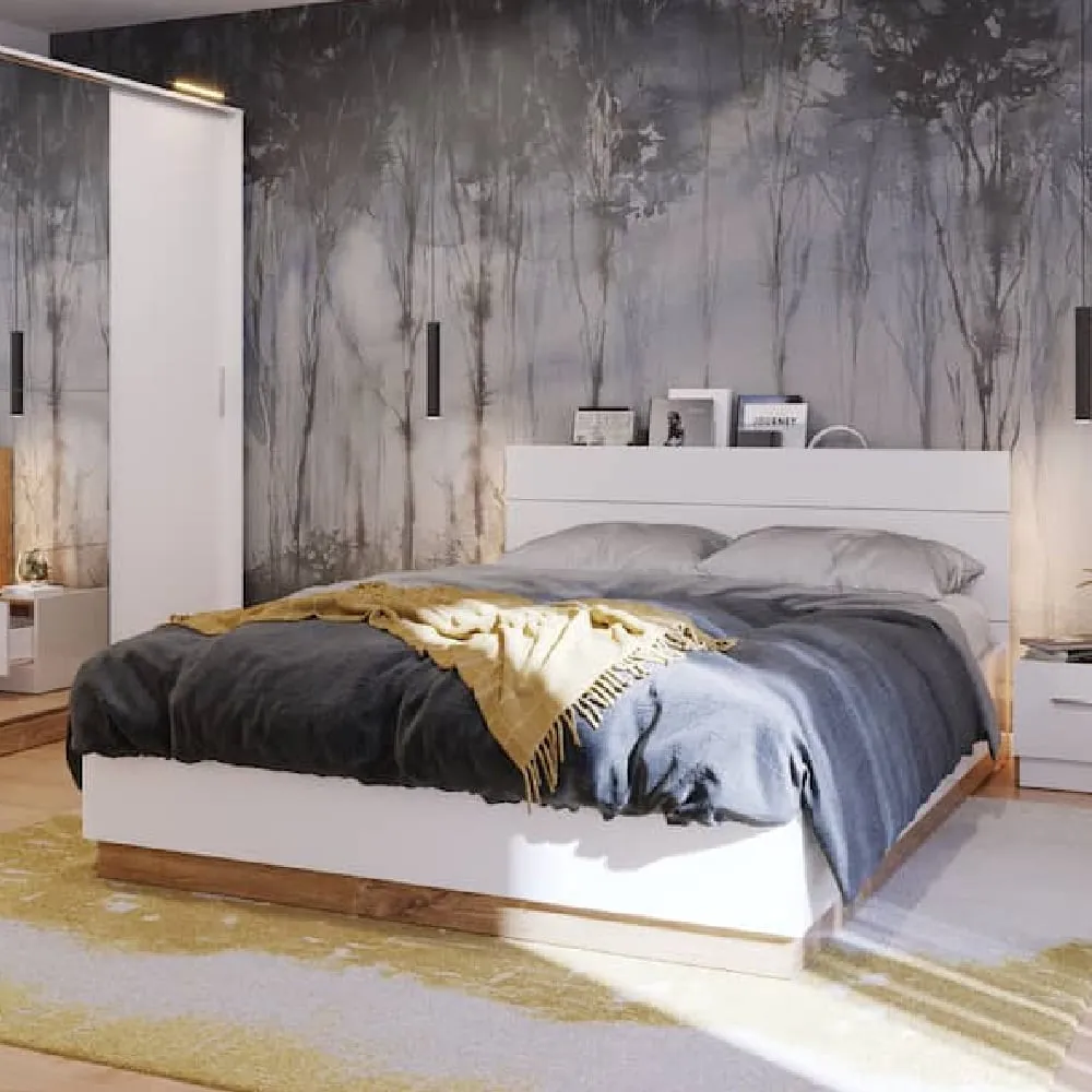 Deptford Super King Ottoman Bed with LED - White