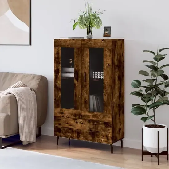 Derby Display Cabinet with 2 Doors 1 Drawer - Smoked Oak