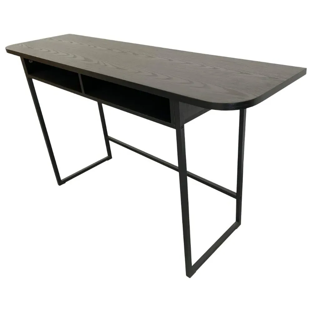 Deridder Rectangular Console Table with Storage - Black, Ash image