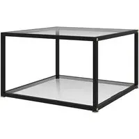 Dermot Square Coffee Table with Storage - Clear, Glass
