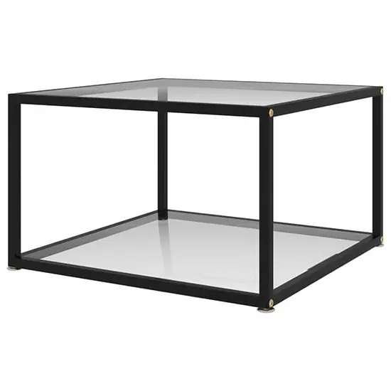 Dermot Square Coffee Table with Storage - Clear, Glass