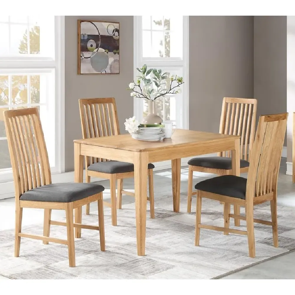 Derry Dining Table with 4 Chairs - Oak, Charcoal