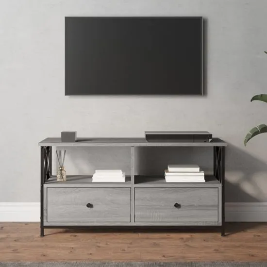 Derval TV Stand with 2 Drawers - Grey Sonoma Oak
