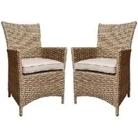 Derya Garden Dining Chairs with Cushion - Natural, Rattan