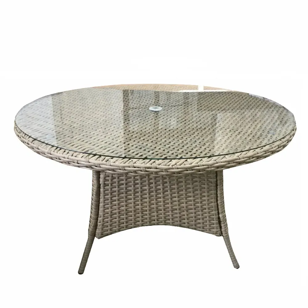Derya Large Round Dining Table - Natural, Glass