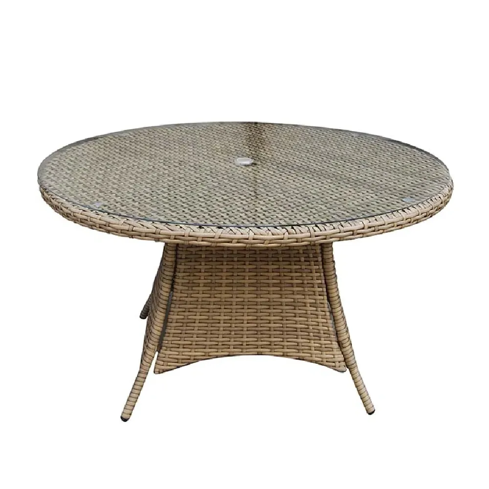 Derya Small Round Dining Table - Natural, Glass
