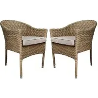 Derya Stacking Dining Chairs with Cushion - Brown, Rattan