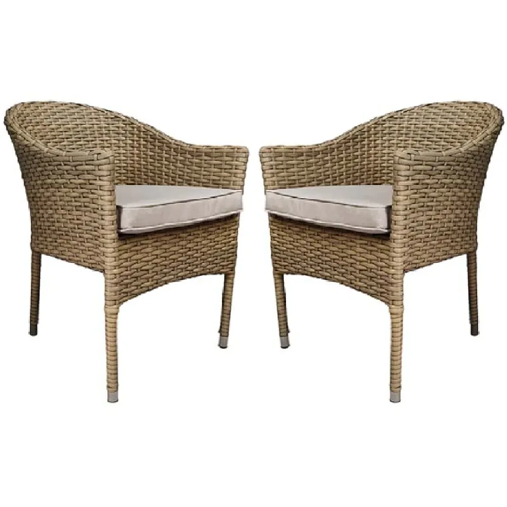 Derya Stacking Dining Chairs with Cushion - Brown, Rattan image