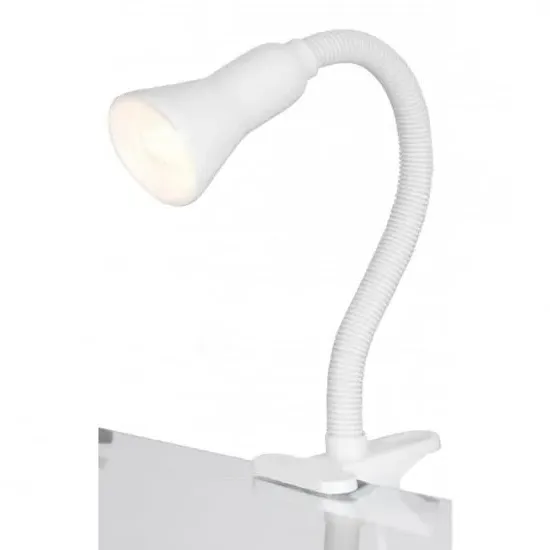 Desk Partner Clip-On Desk Lamp with Flexible Neck - White