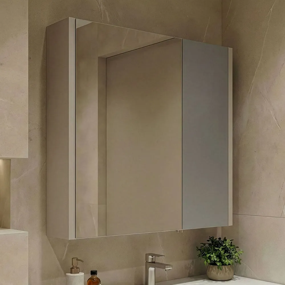 Desna Wall Mounted Bathroom Mirror Cabinet with 2 Doors - Sand product