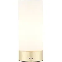 Destin Cylindrical Table Lamp with USB - Brass, Opal Glass
