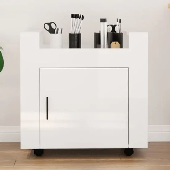 Destin Office Pedestal Trolley with Casters - White image