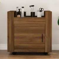 Destin Office Pedestal Trolley with Storage - Brown Oak