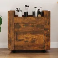 Destin Office Pedestal Trolley with Storage - Smoked Oak