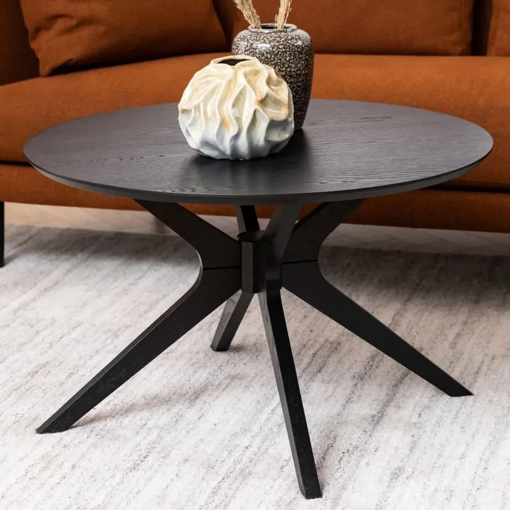 Destin Round Coffee Table - Black, Wood