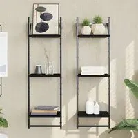 Destin Set of 2 3-Tier Wall Shelves - Black