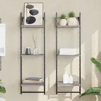 Destin Set of 2 3-Tier Wall Shelves - Grey