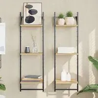Destin Set of 2 3-Tier Wall Shelves - Sonoma Oak