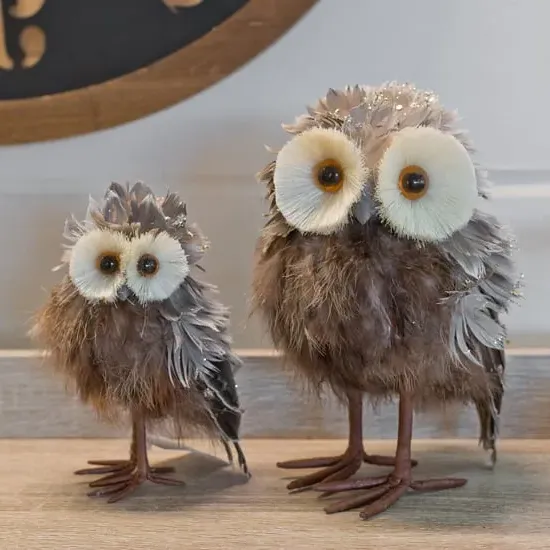 Destin Set of 2 Owl Sculpture - Brown, Polystyrene image