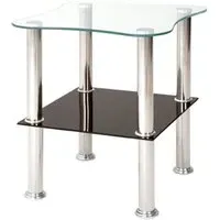 Destin Square Glass Side Table - Black, Chrome