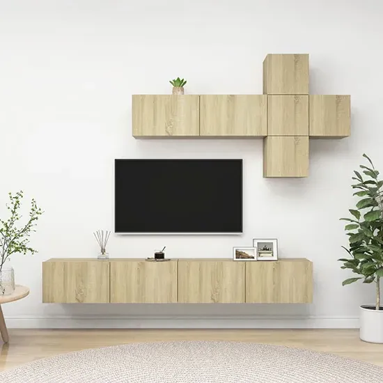 Detlef Wall-Hung Entertainment Unit - Sonoma Oak, Engineered Wood product