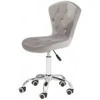 Detra Rolling Office Chair with Adjustable Height - Grey, Velvet